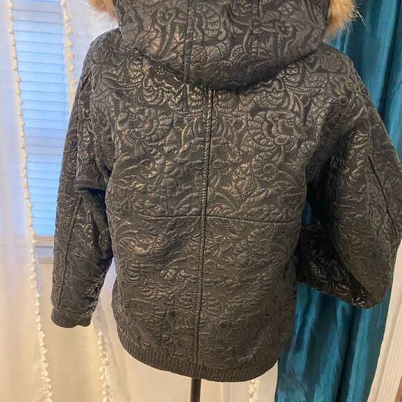 100% leather fur trimmed coat, size L - Picture 11 of 17